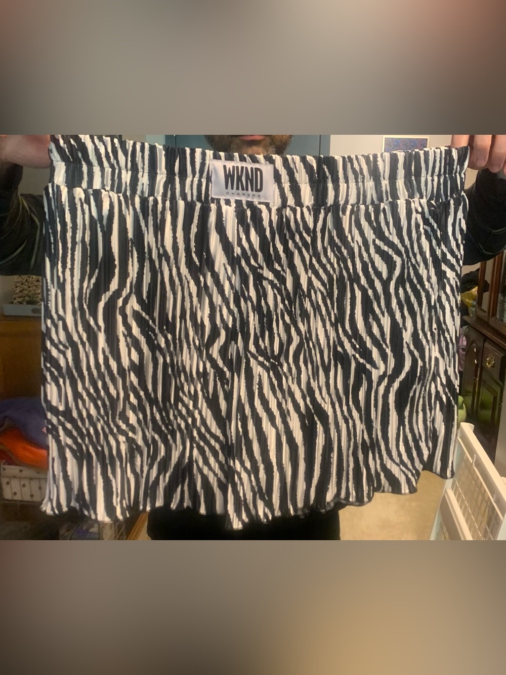 WKND Chasers Zebra Print Pleated Skirt - Black & White - new w/o tags